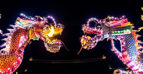 leuchtende Drachen in China