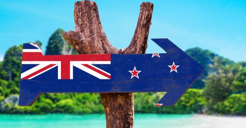 Schild mit Neuseeland Flagge 