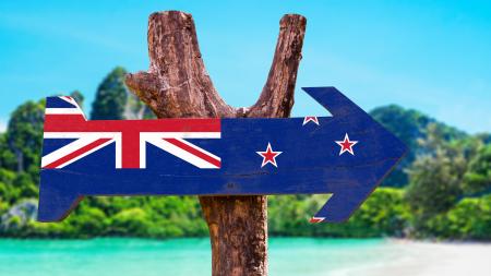 Schild mit Neuseeland Flagge 